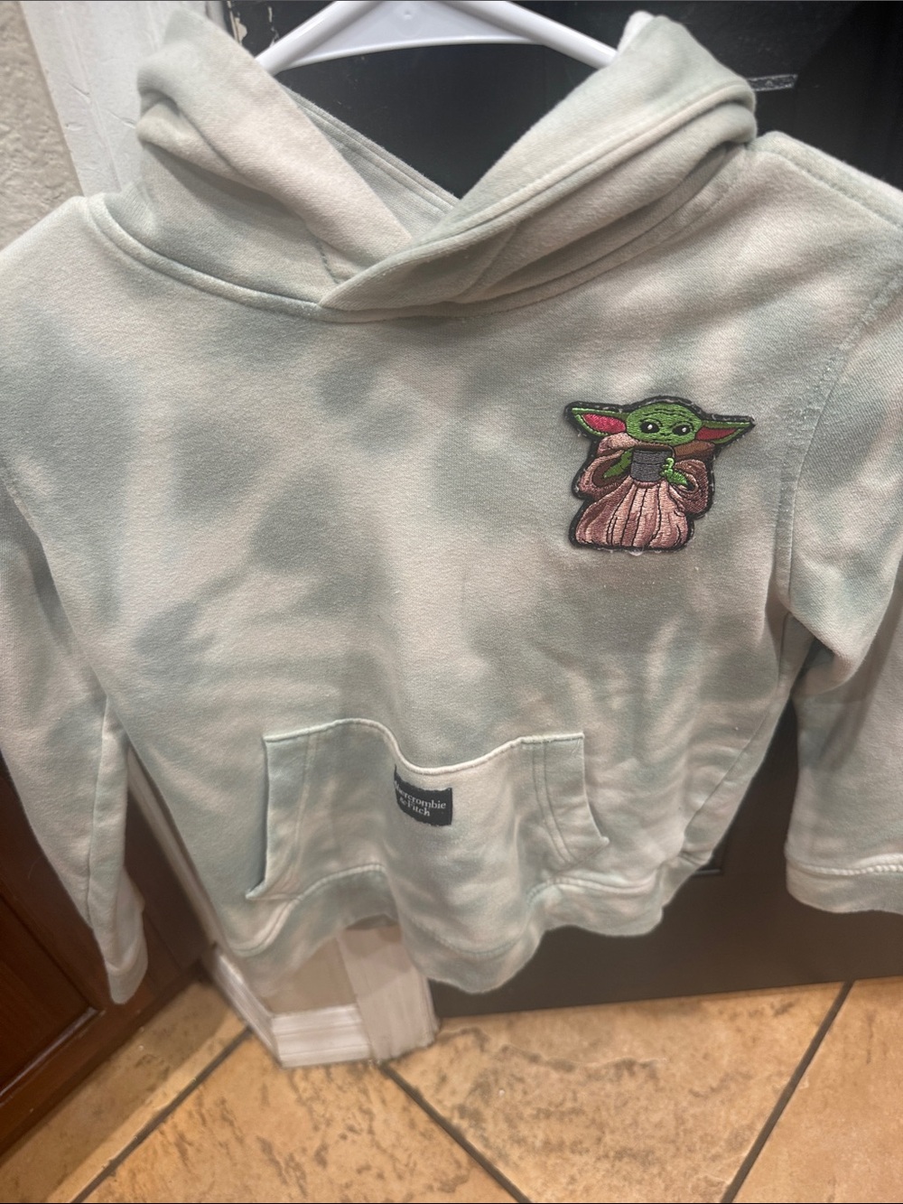 Abercrombie & Fitch Kids Light Sage Hoodie with Green Character Patch
